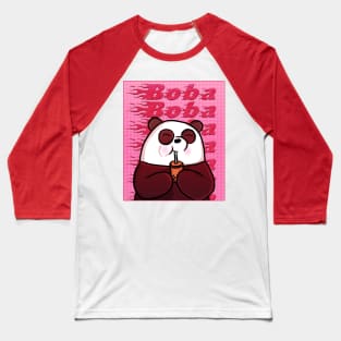 Pink Aesthetic Panda with Boba Baseball T-Shirt